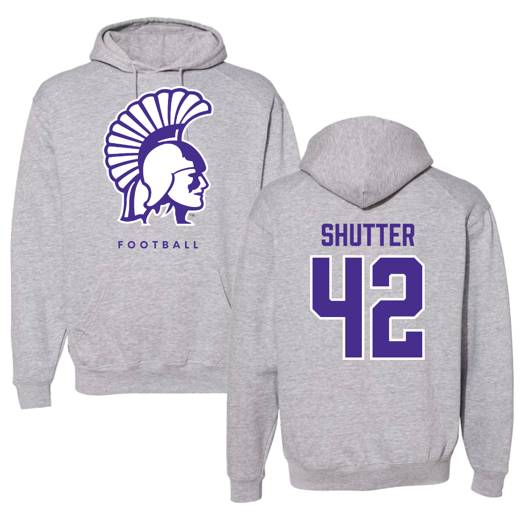 Winona State University Football Gray Hoodie - #42 Sam Shutter