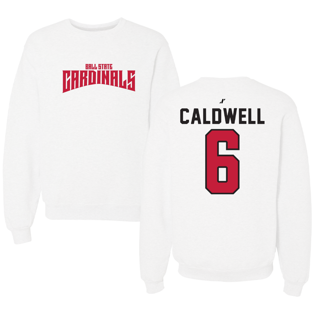 Ball State University Soccer White Classic Crewneck - #6 Delaney Caldwell