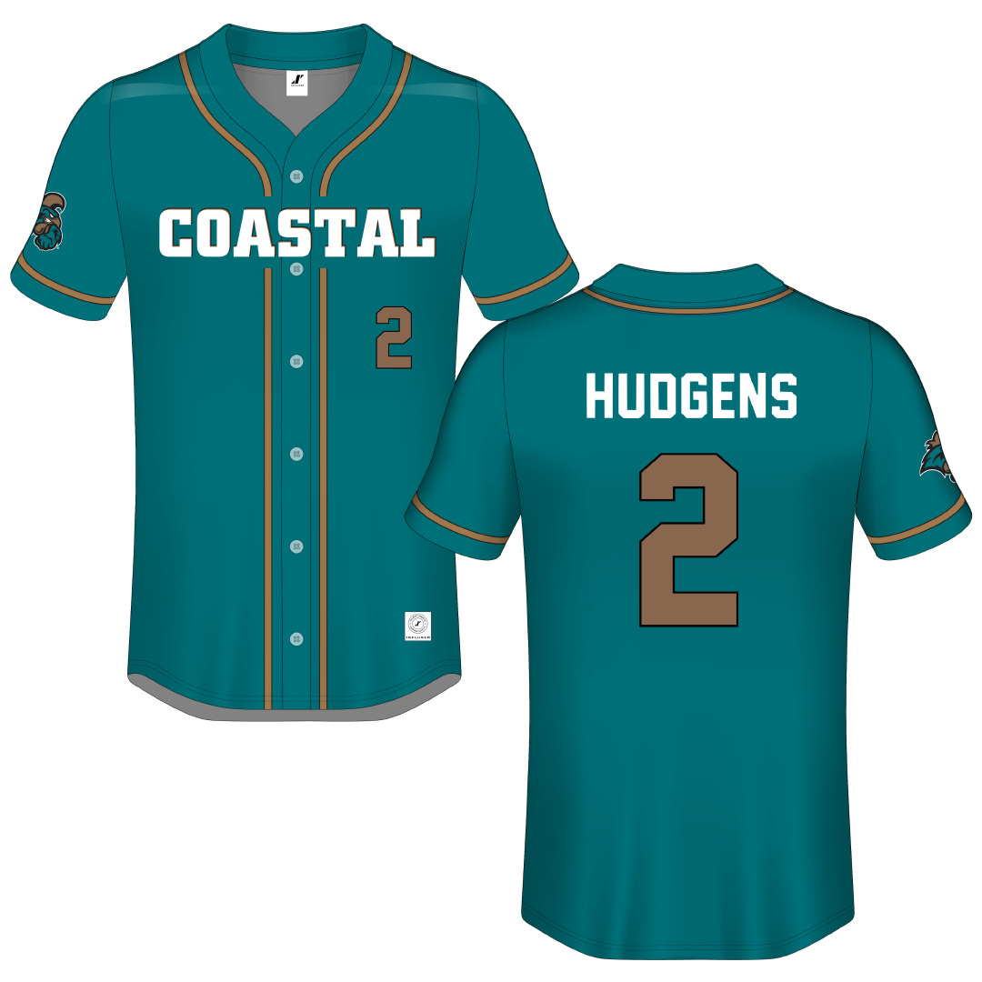 Coastal Carolina University Teal Button-Down Jersey - #2 Clara Hudgens