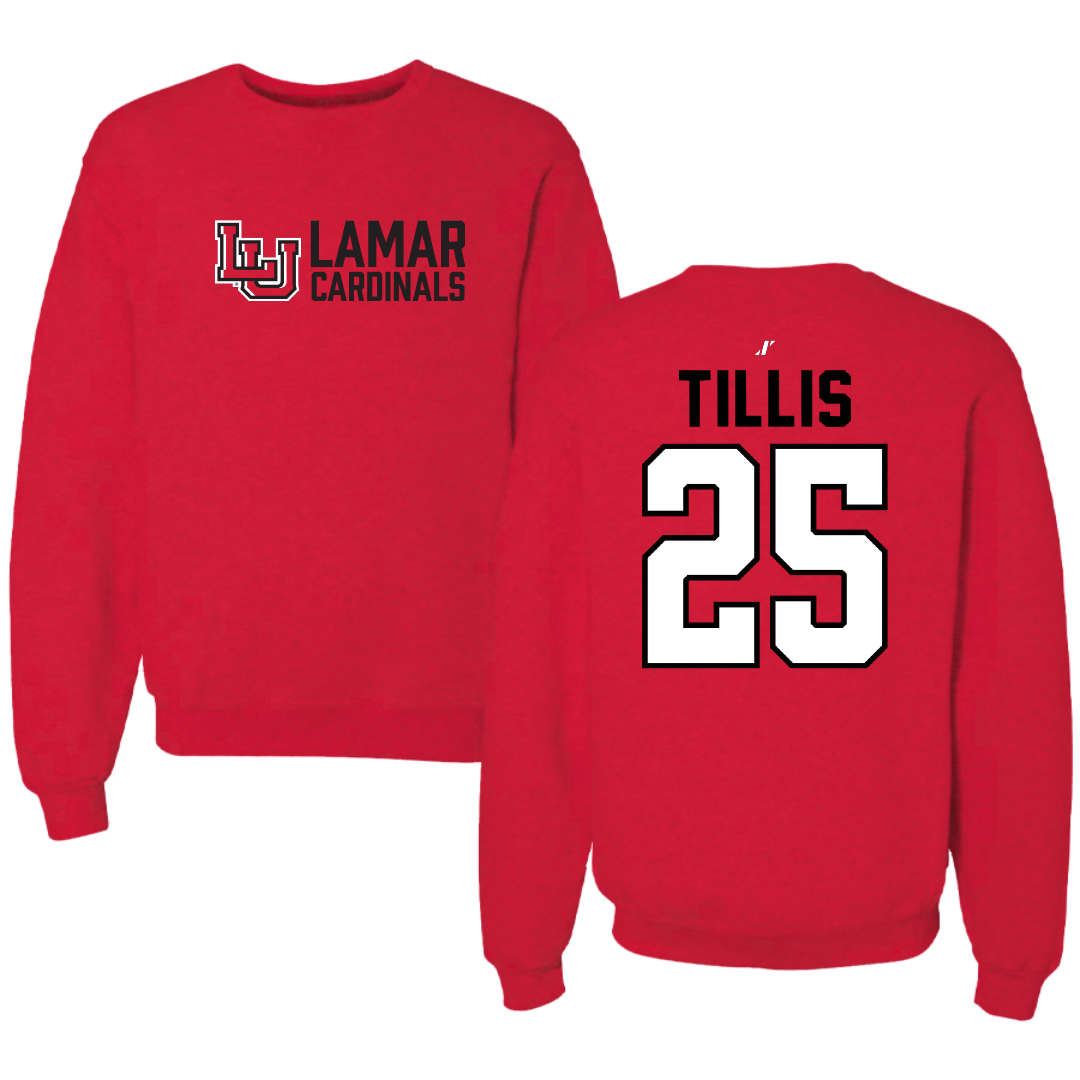 Lamar University Football Red General Crewneck - #25 Jonavon Tillis