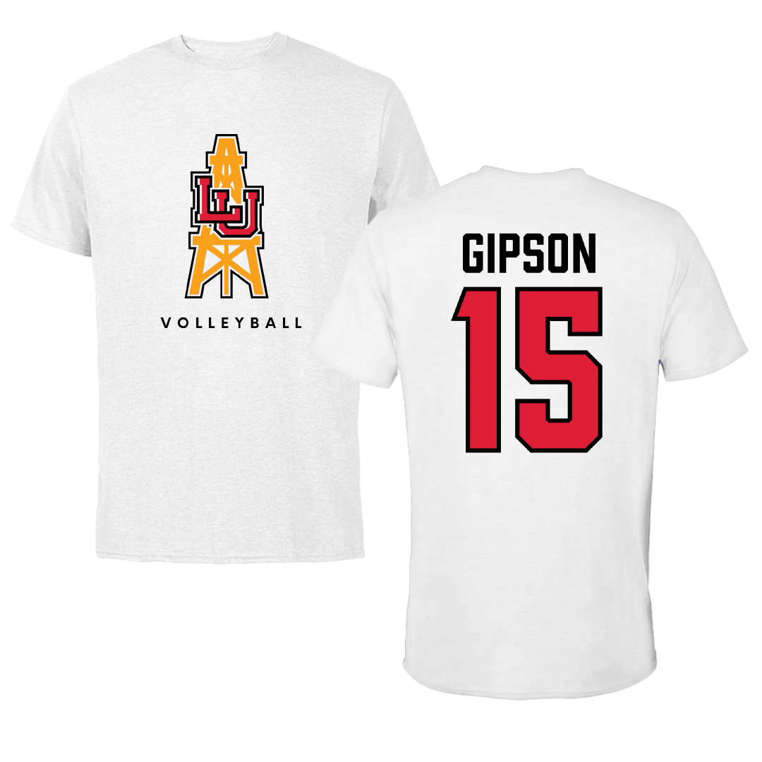 Lamar University Volleyball White Performance Tee - #15 Jordan Gipson