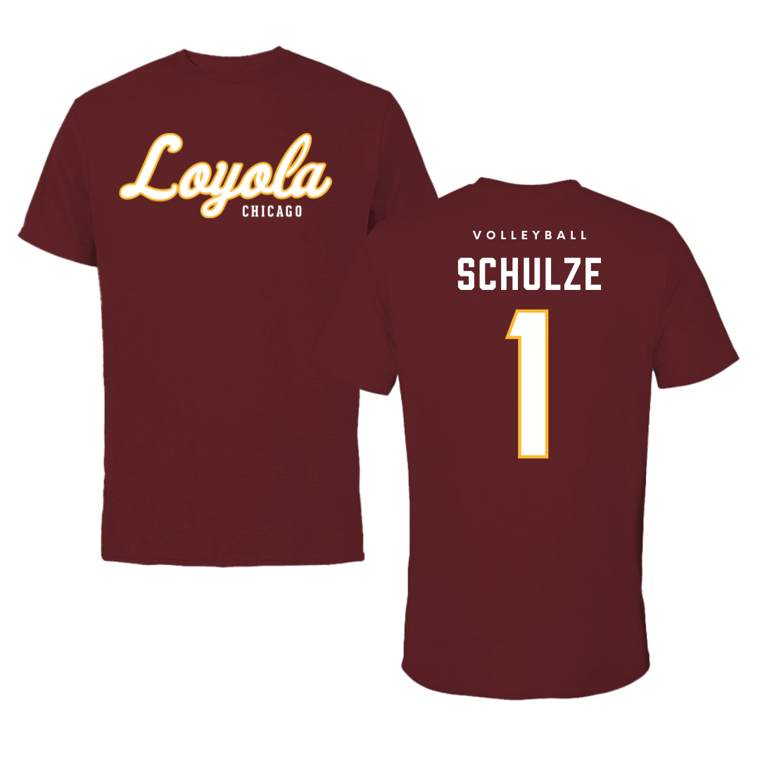 Loyola University-Chicago Volleyball Maroon Loyola Performance Tee - #1 Kylie Schulze