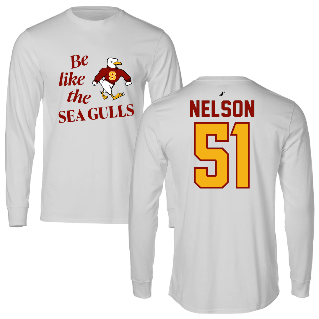 Salisbury University Football Light Gray Be Like Us Performance Long Sleeve - #51 Matt Nelson