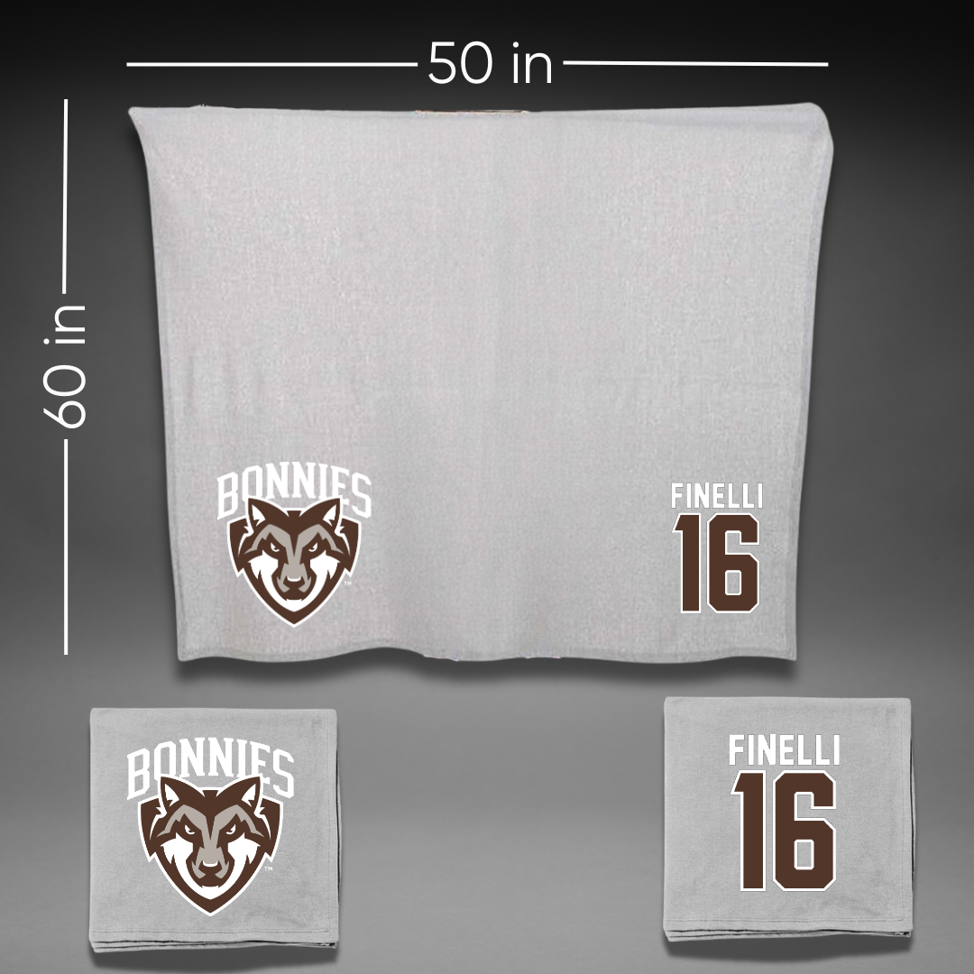 St. Bonaventure University Soccer Gray Blanket - #16 Luc Finelli