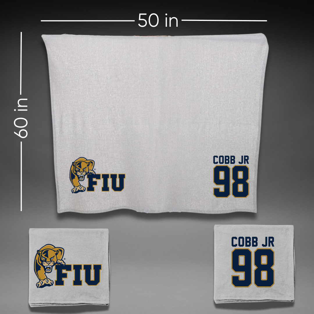 Florida International University Football Gray Blanket - #98 Antoine Cobb Jr