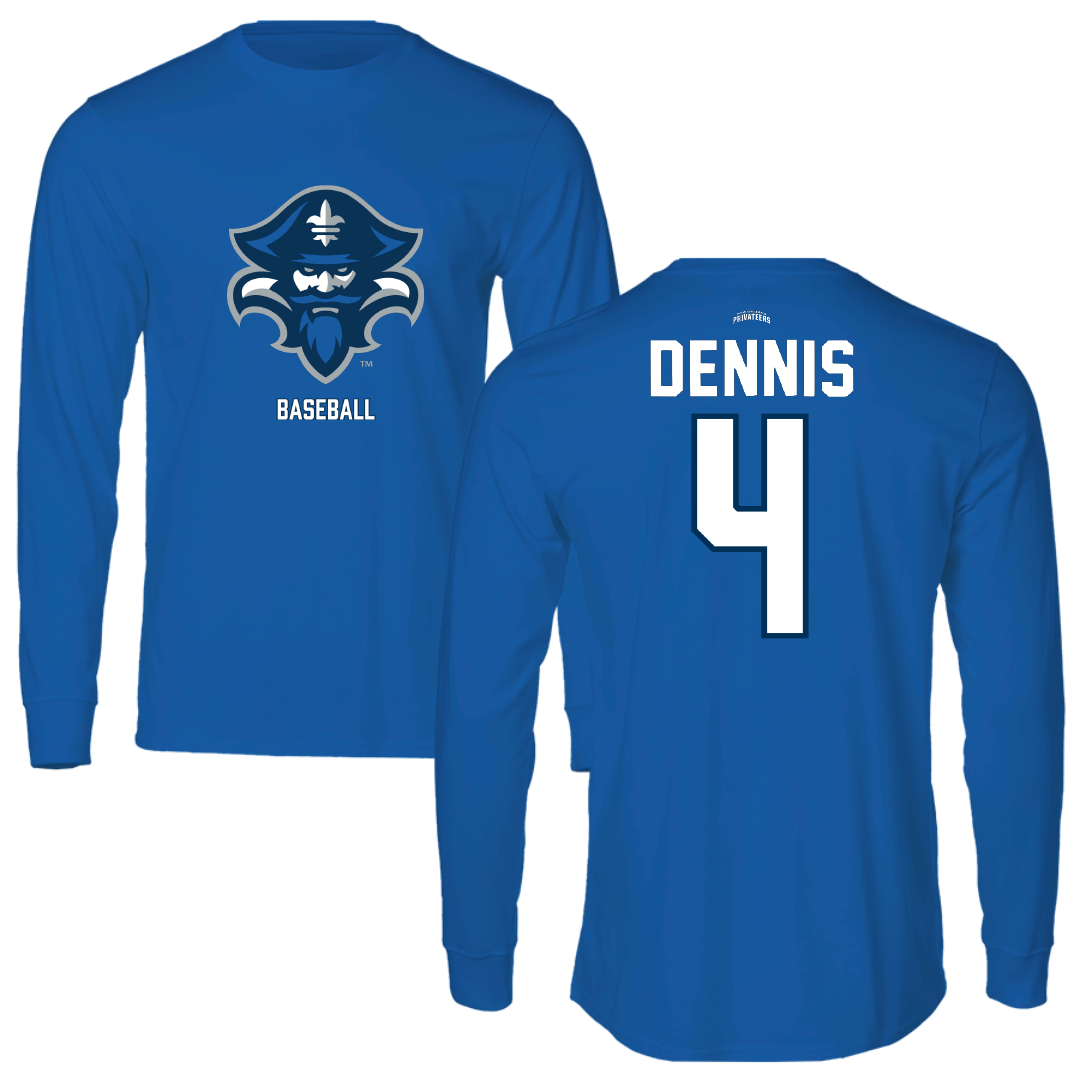 University of New Orleans Baseball Blue Long Sleeve - #4 Cortez Dennis