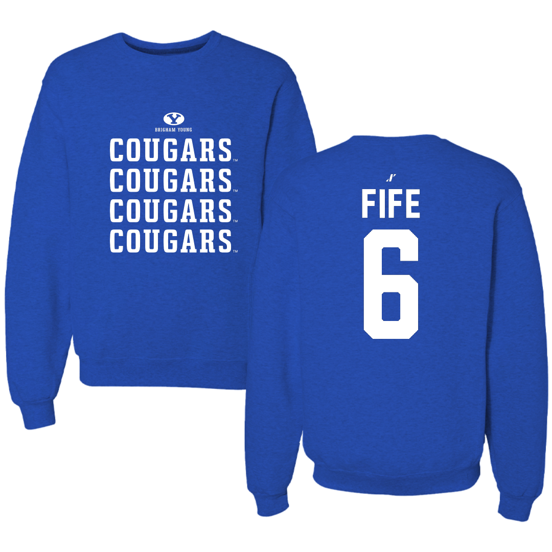 Brigham Young University Volleyball Blue General Crewneck - #6 Jackson Fife