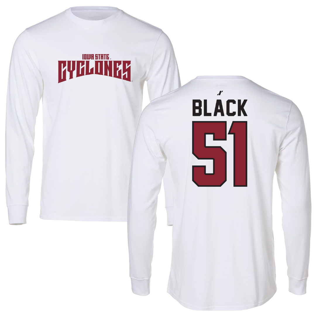 Iowa State University Football White Classic Performance Long Sleeve - #51 Brendan Black