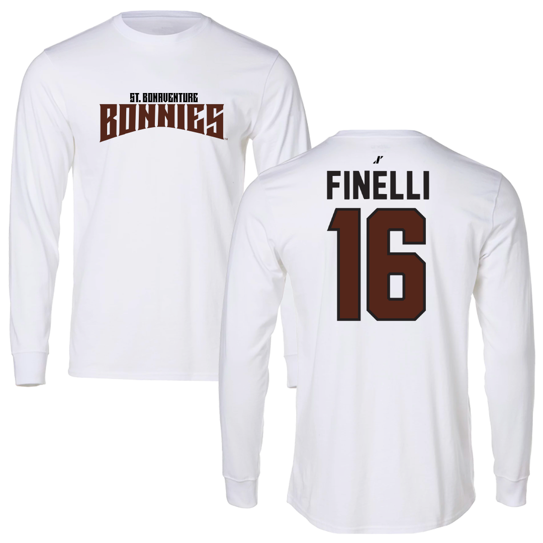 St. Bonaventure University Soccer White Classic Performance Long Sleeve - #16 Luc Finelli