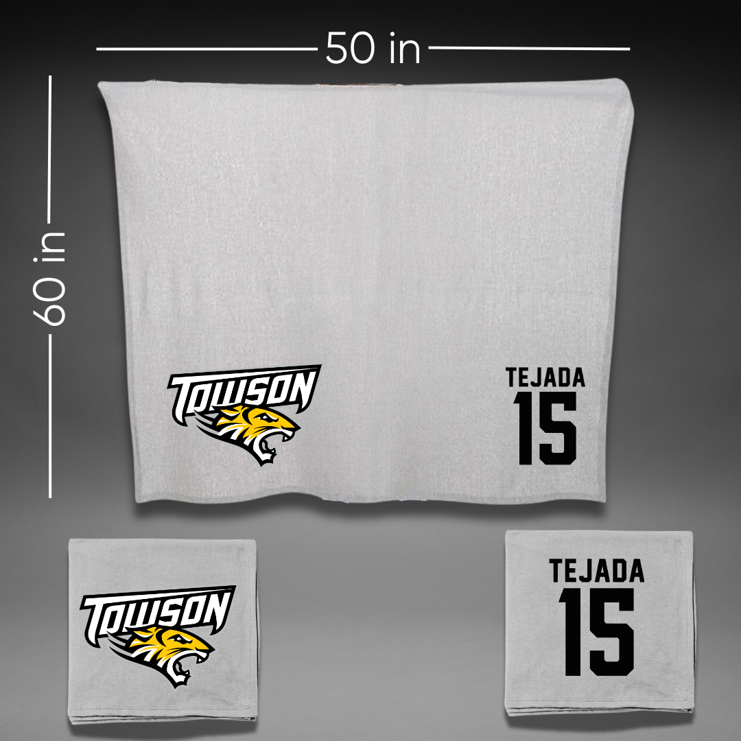 Towson University Basketball Gray Blanket - #15 Tyler Tejada