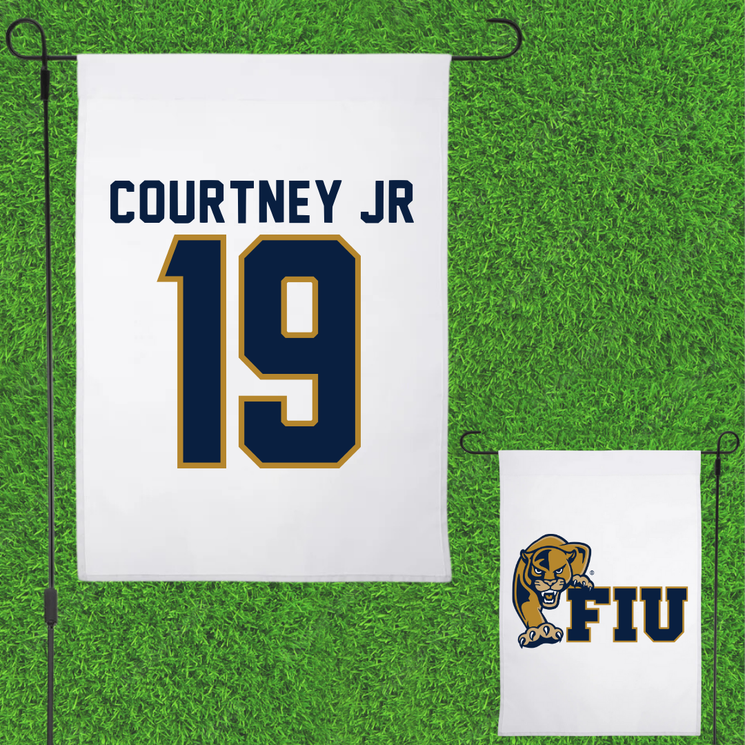 Florida International University Football White Garden Flag - #19 Percy Courtney Jr