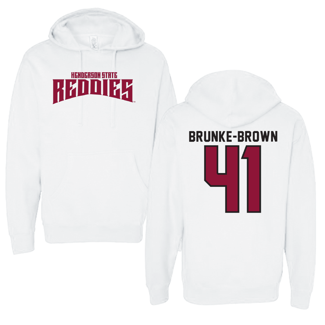 Henderson State University Football White Classic Hoodie - #41 Colton Brunke-Brown