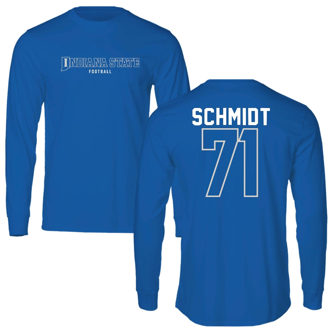 Indiana State University Football Blue Block Long Sleeve - #71 Carter Schmidt