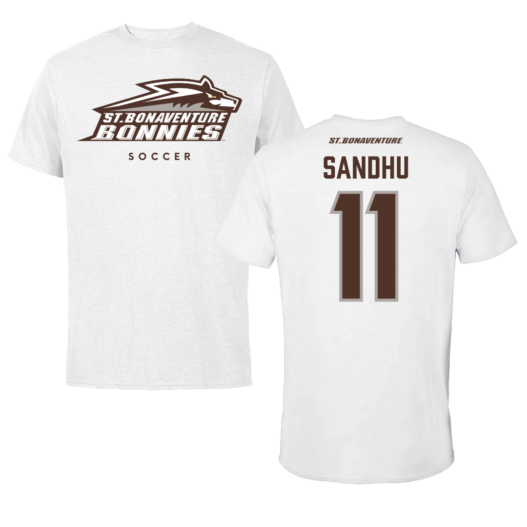 St. Bonaventure University Soccer White Performance Tee - #11 Ishana Sandhu