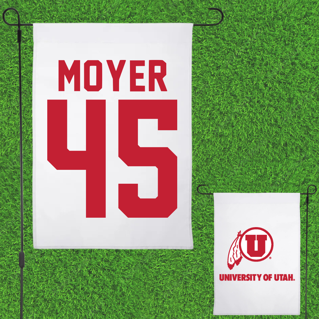 University of Utah Lacrosse White Garden Flag - #45 Carson Moyer