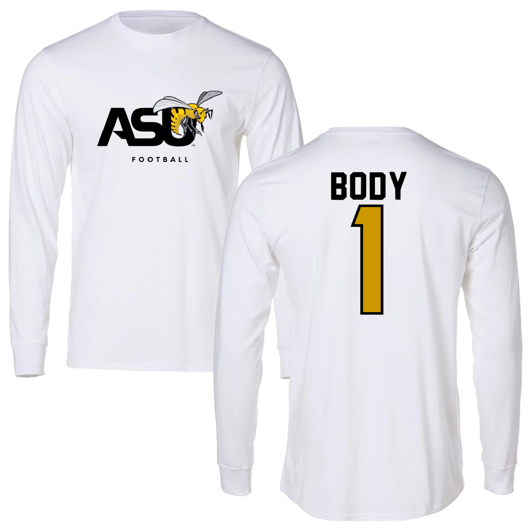 Alabama State University Football White Long Sleeve - #1 Andrew Body