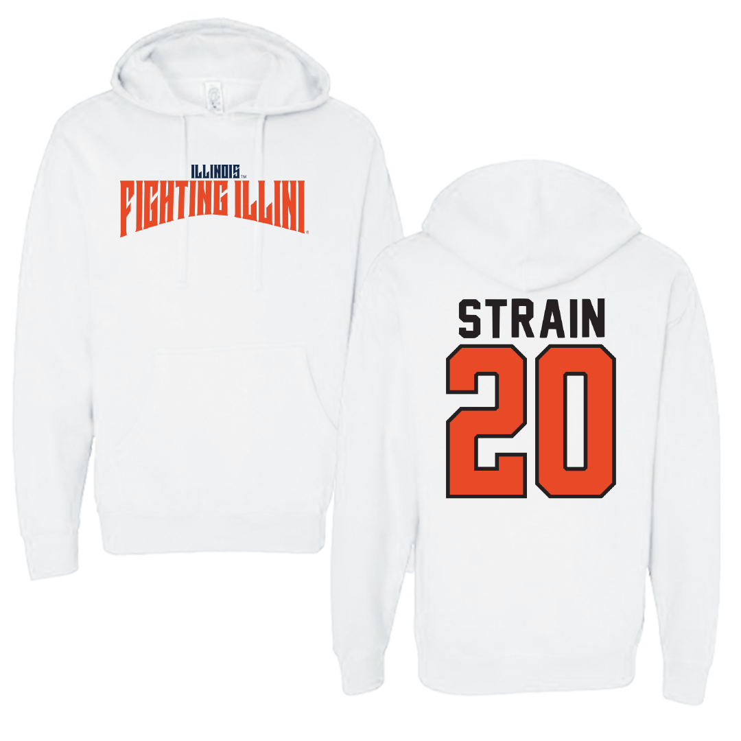 University of Illinois Football White Classic Hoodie - #20 Tyler Strain