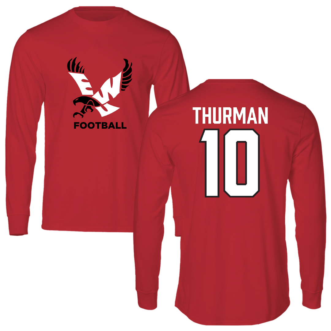 Eastern Washington University Football Red EWU Performance Long Sleeve - #10 Trevor Thurman