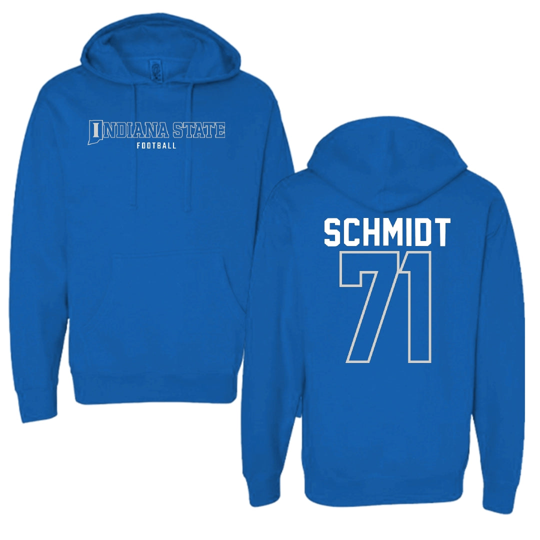 Indiana State University Football Blue Block Hoodie - #71 Carter Schmidt