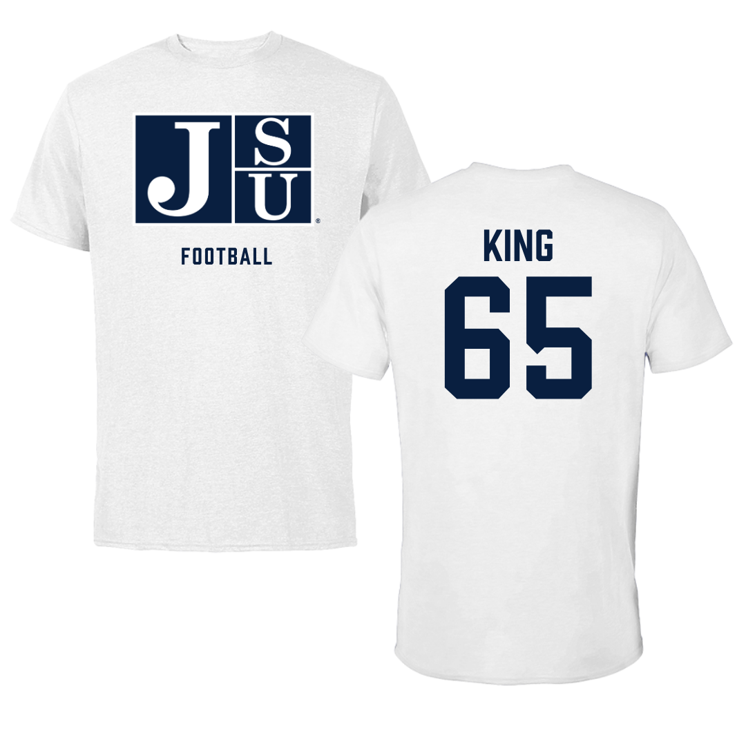 Jackson State University Football White Performance Tee - #65 Jackson King