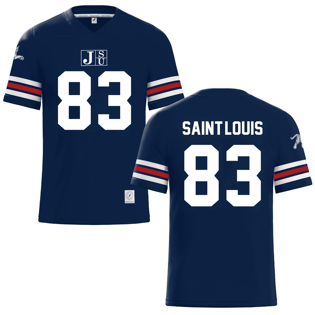 Jackson State University Navy Football Jersey - #83 Sebastien Saint-Louis