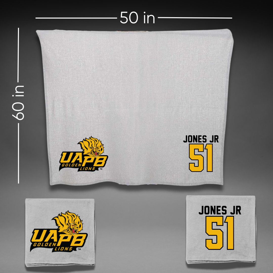 University of Arkansas-Pine Bluff Football Gray Blanket - #51 Rolando Jones Jr