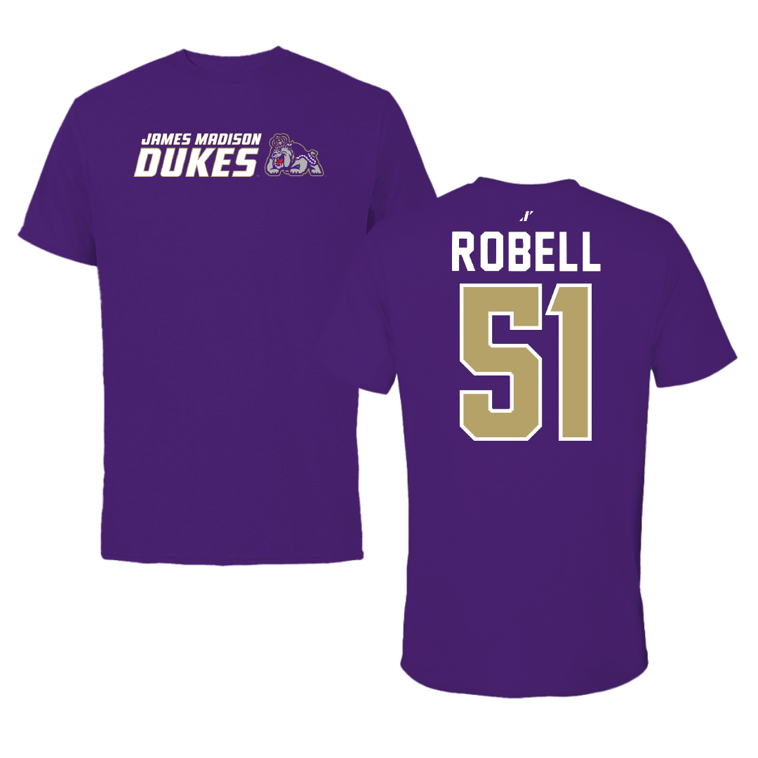 James Madison University Football Purple General Tee - #51 Riley Robell