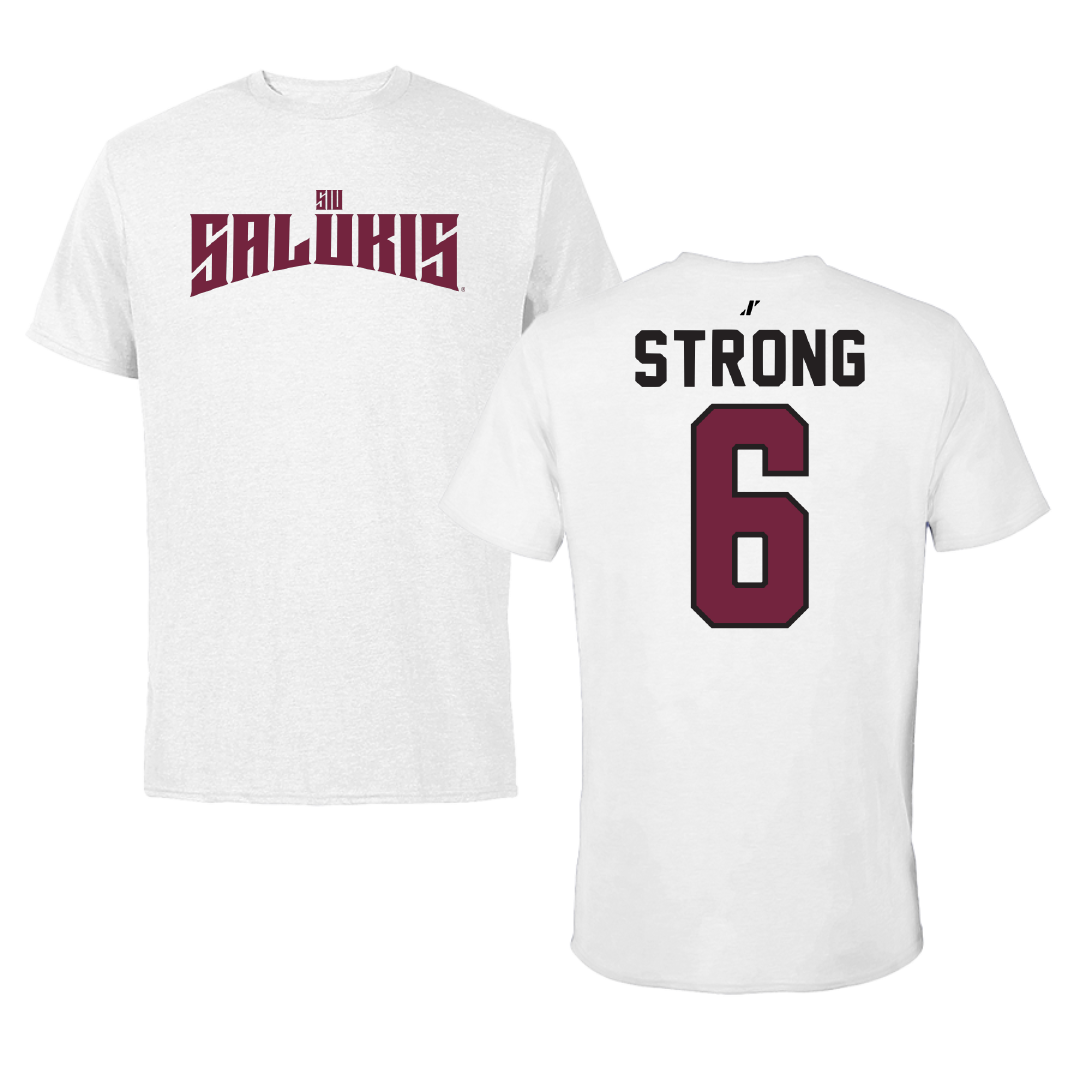 Southern Illinois University at Carbondale Football White Classic Tee - #6 Justin Strong