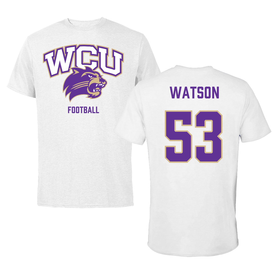 Western Carolina University Football White Tee - #53 Zach Watson
