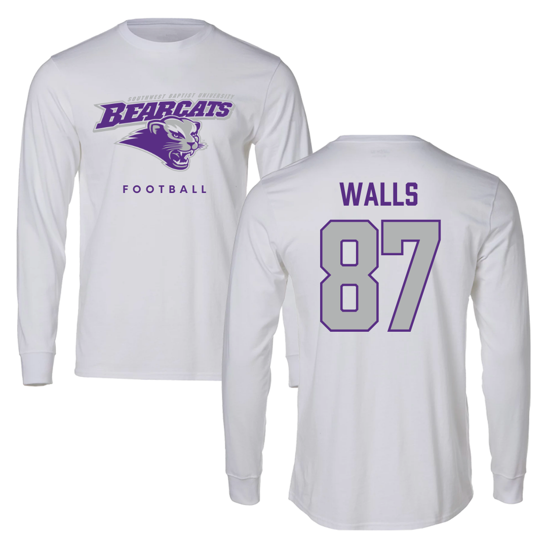 Southwest Baptist University Football White Performance Long Sleeve - #87 Gabriel Walls