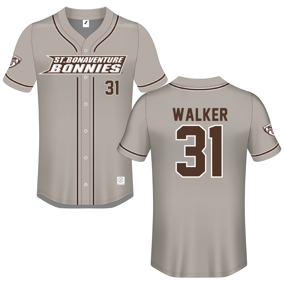 St. Bonaventure University Gray Button-Down Jersey - #31 Kade Walker