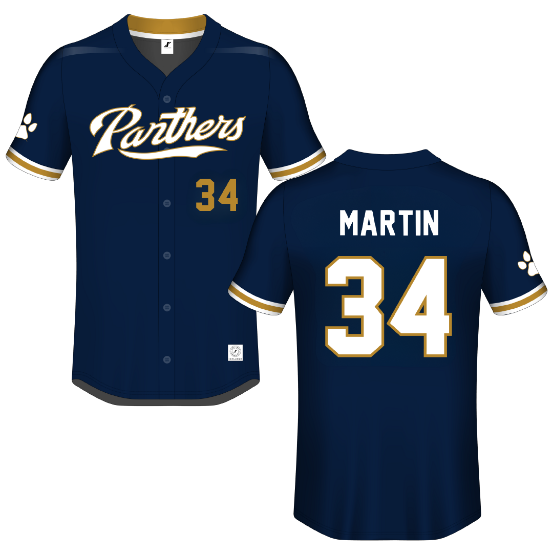Florida International University Blue Button-Down Jersey - #34 Kevin Martin