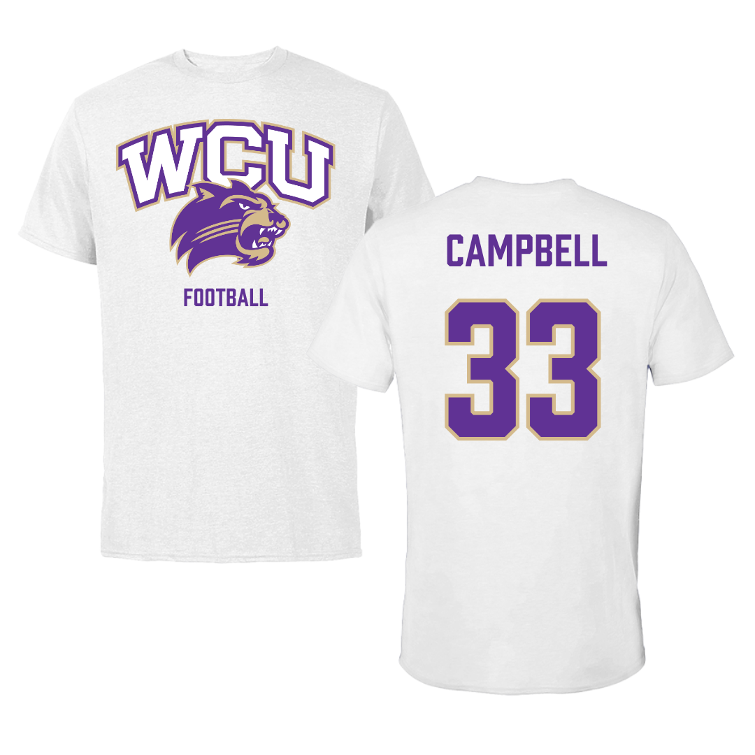 Western Carolina University Football White Tee - #33 Lee Campbell