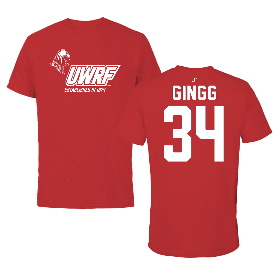 University of Wisconsin-River Falls Football Red General Tee - #34 Conrad Gingg