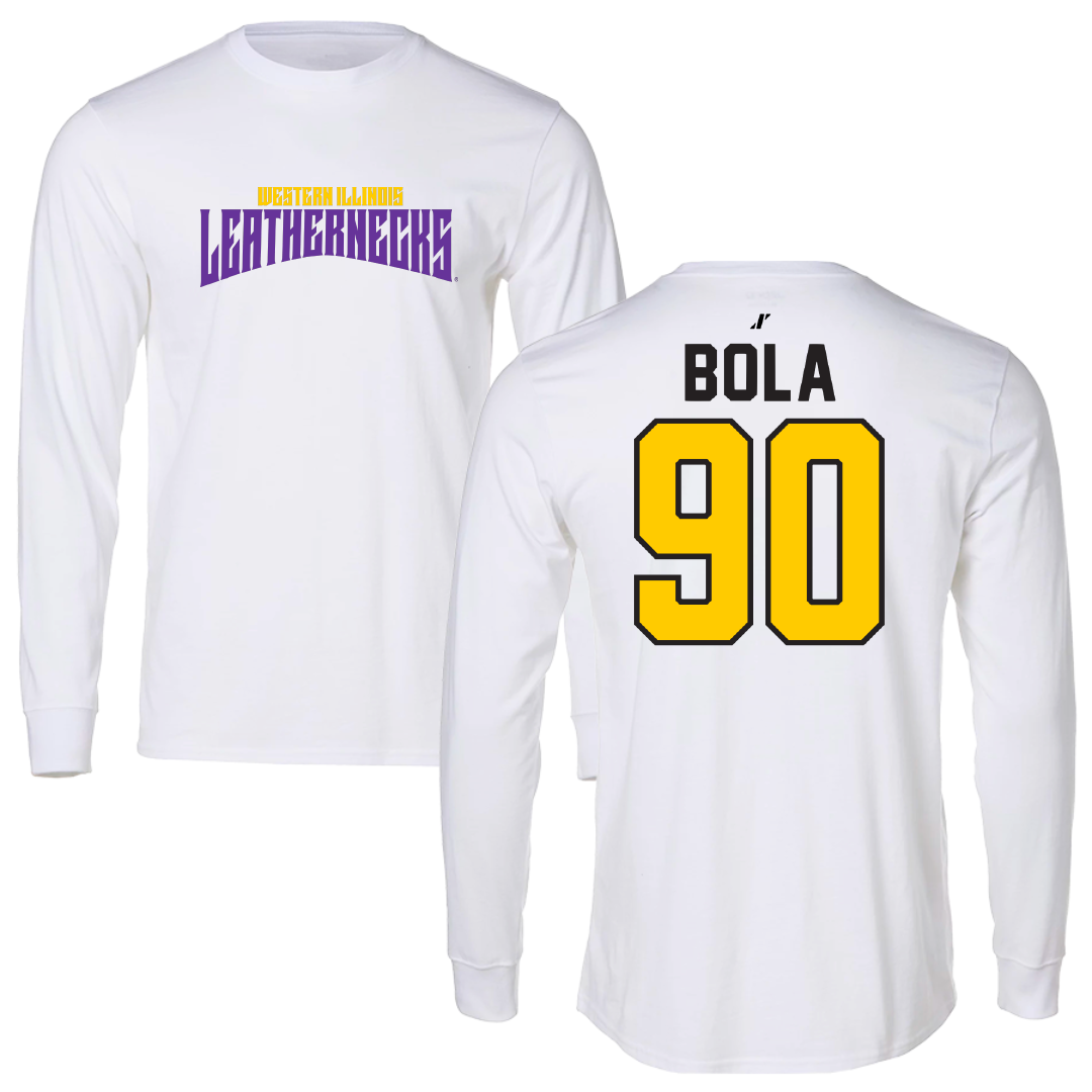 Western Illinois University Football White Classic Long Sleeve - #90 Mayo Bola