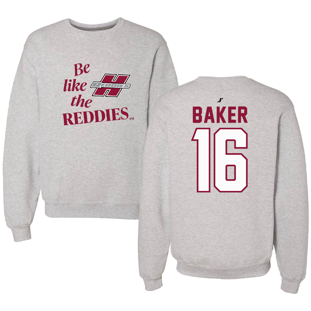 Henderson State University Football Light Gray Be Like Us Crewneck - #16 Zach Baker