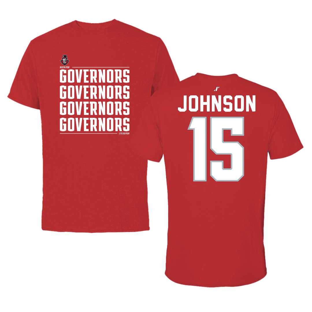 Austin Peay State University Football Red General Performance Tee - #15 Jake Johnson