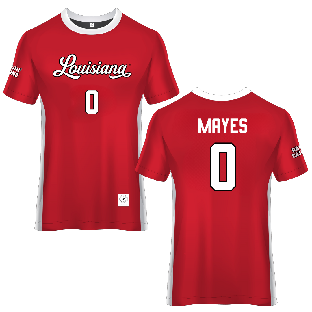 University of Louisiana at Lafayette Red Soccer Jersey - #0 Natalie Mayes