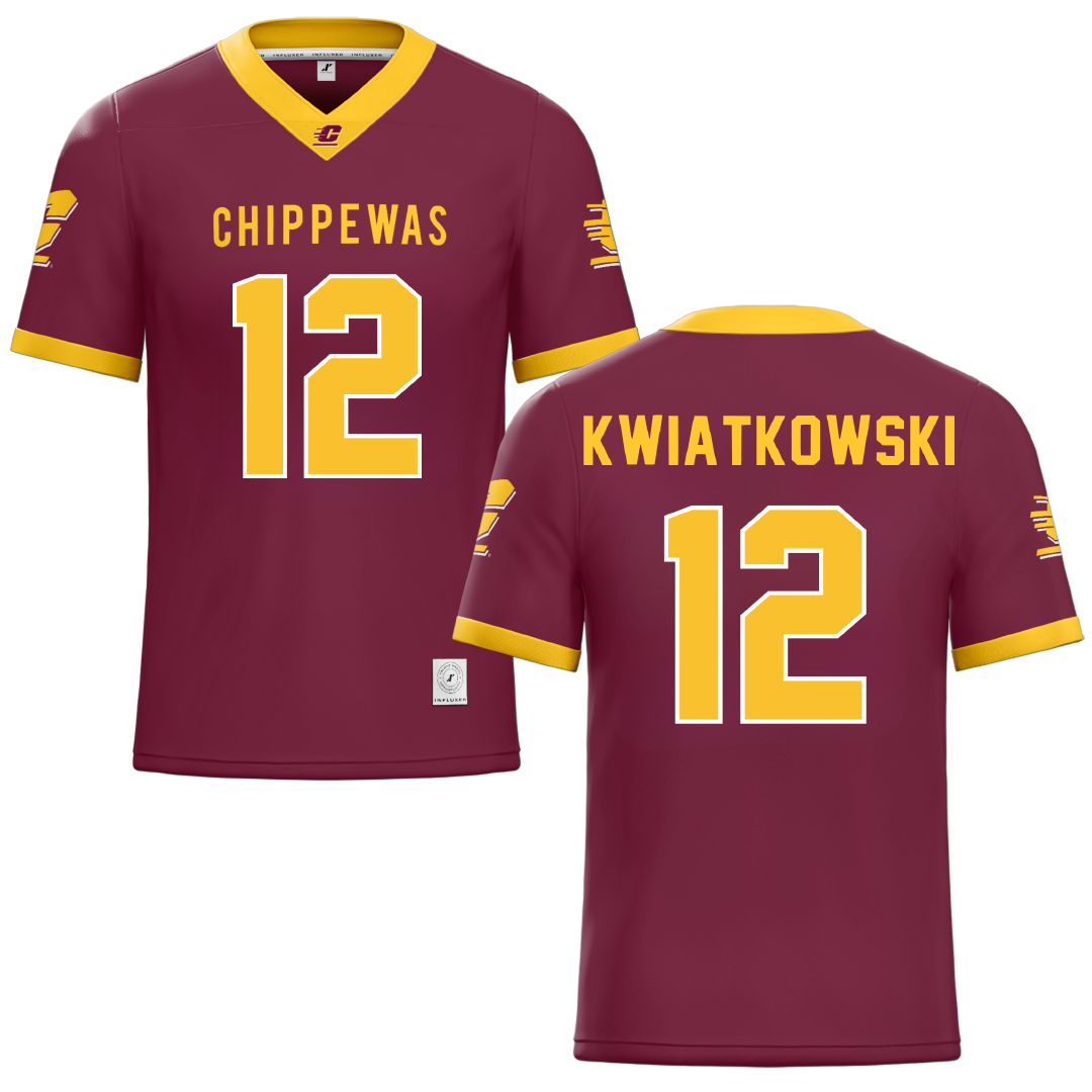 Central Michigan University Maroon Football Jersey - #12 Jordan Kwiatkowski