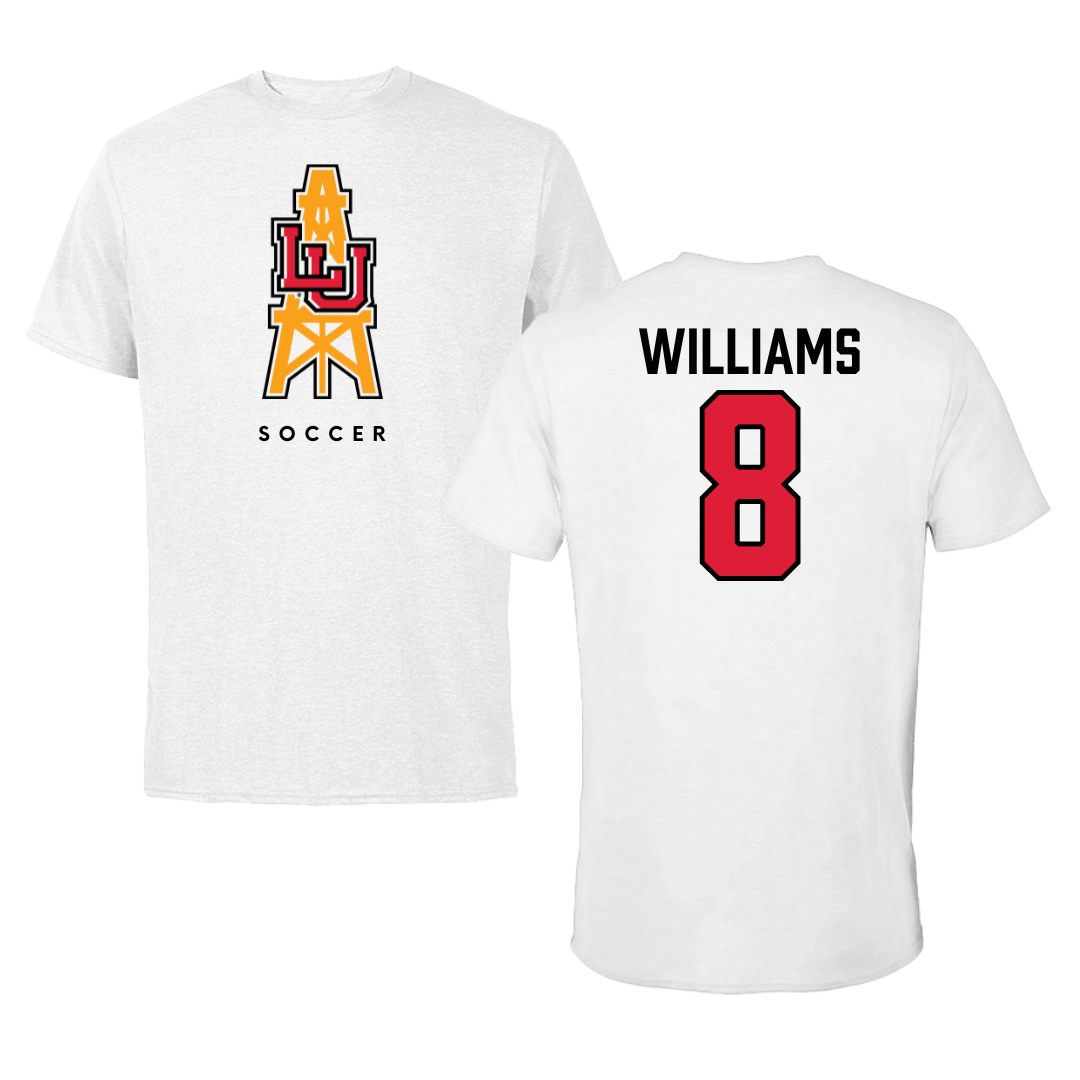 Lamar University Soccer White Performance Tee - #8 Kaya Williams