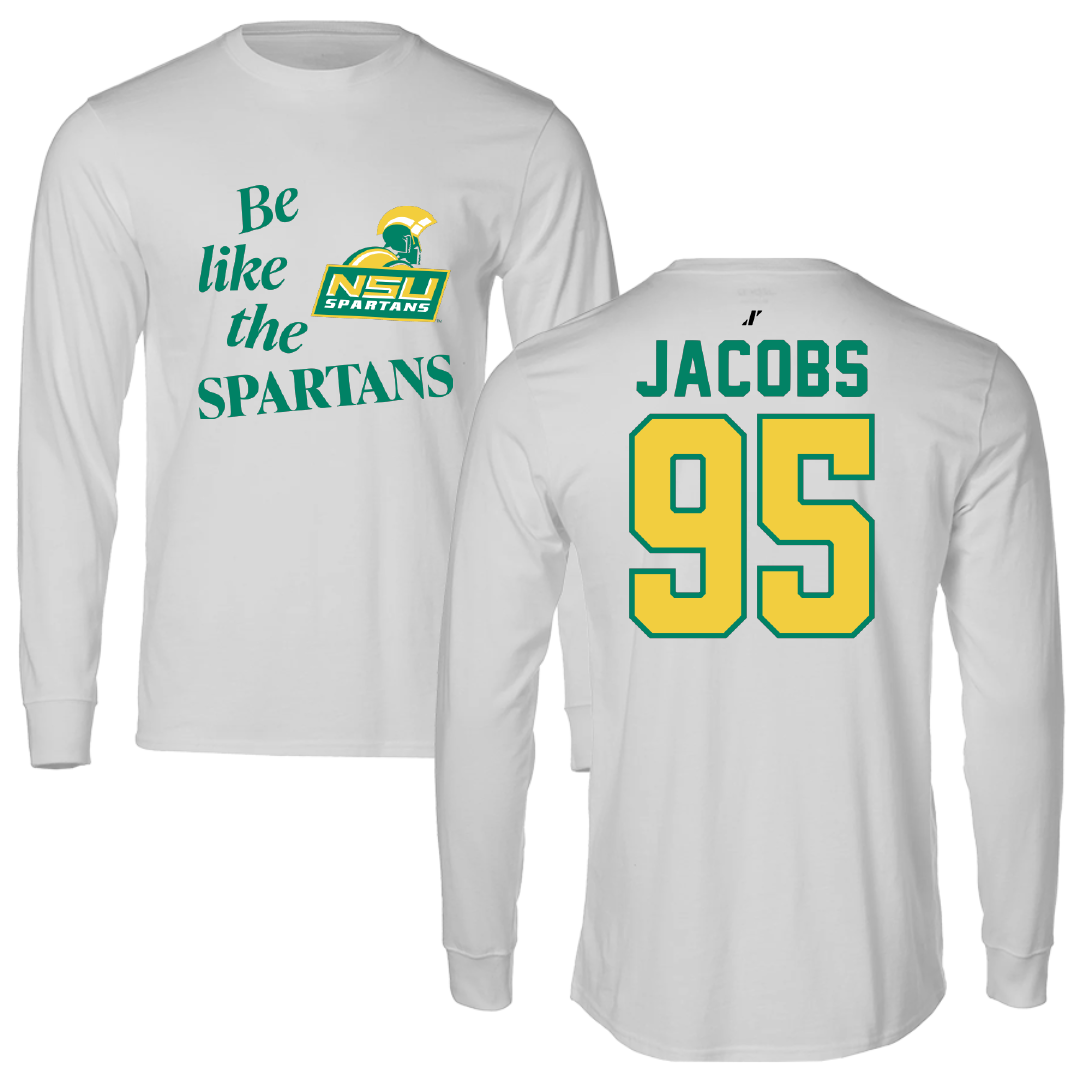 Norfolk State University Football Light Gray Be Like Us Long Sleeve - #95 Levontae Jacobs