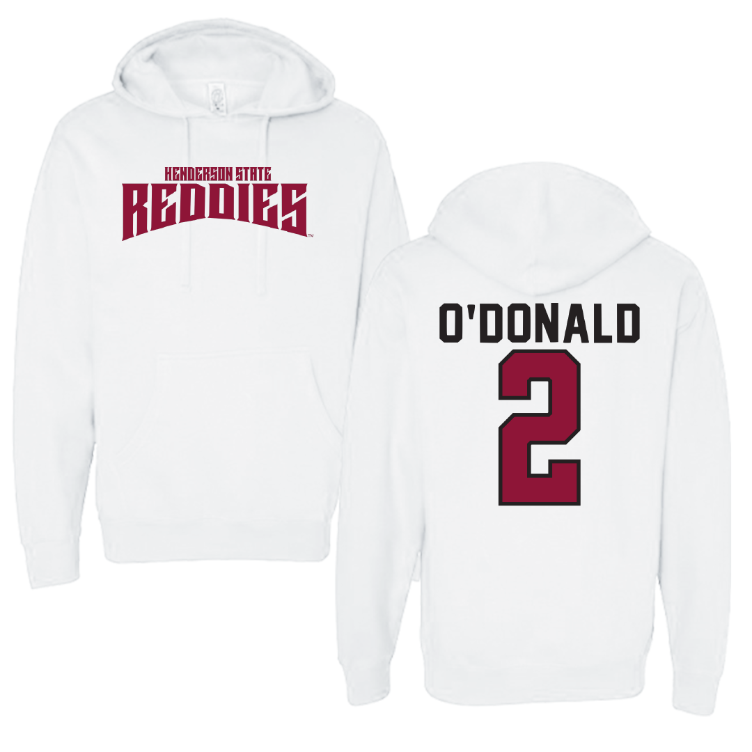 Henderson State University Football White Classic Hoodie - #2 Fredrick O'Donald