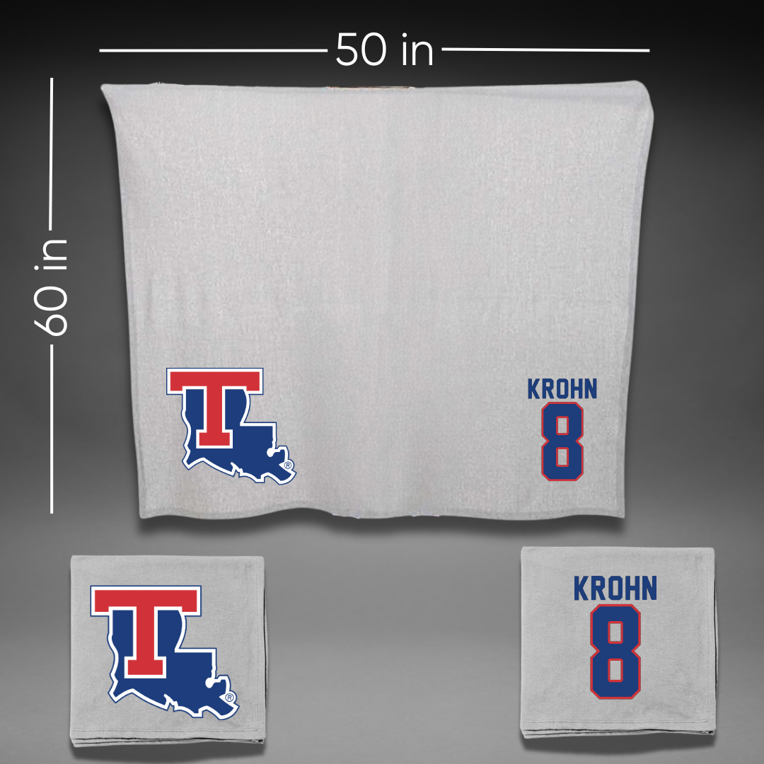 Louisiana Tech University Volleyball Gray Blanket - #8 Grace Krohn