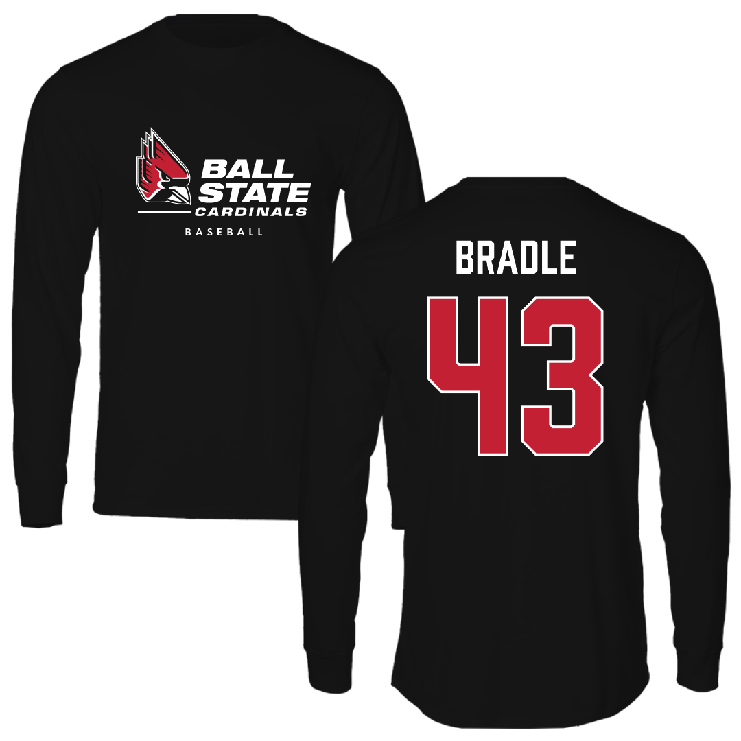 Ball State University Baseball Black Performance Long Sleeve - #43 Ty Bradle