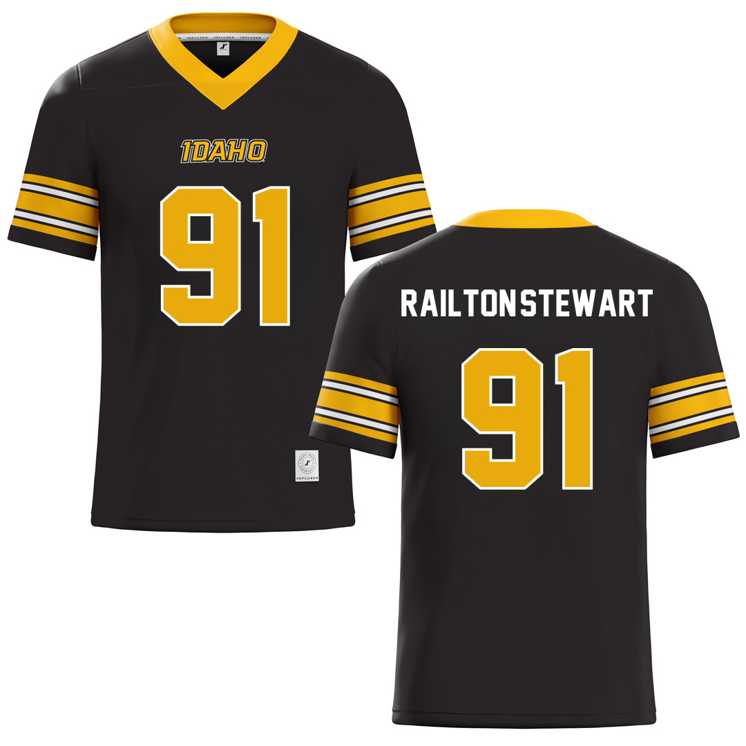 University of Idaho Black Football Jersey - #91 Malakai Railton-Stewart