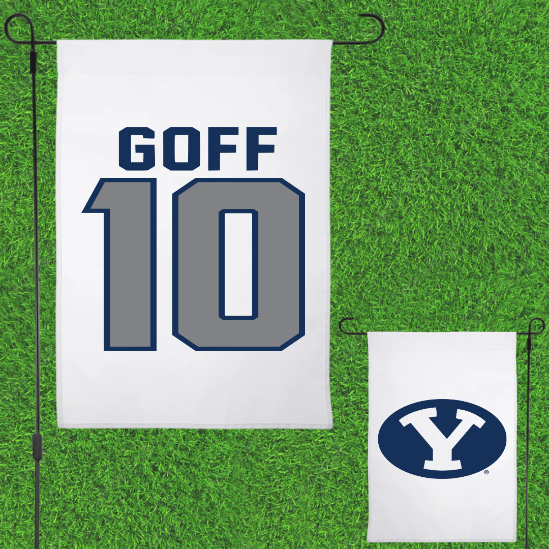 Brigham Young University Baseball White Garden Flag - #10 Parker Goff