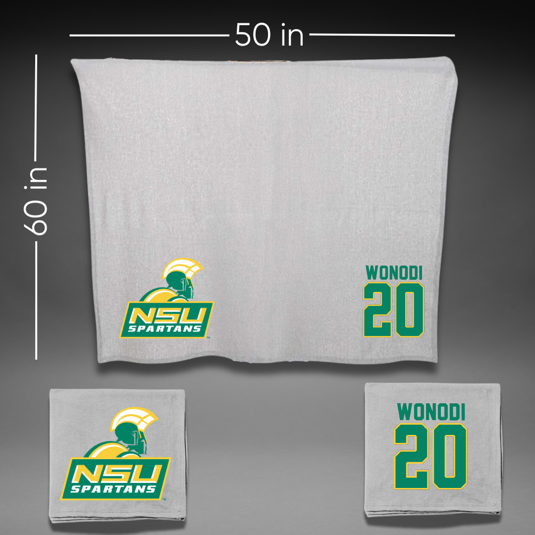 Norfolk State University Football Gray Blanket - #20 Jason Wonodi