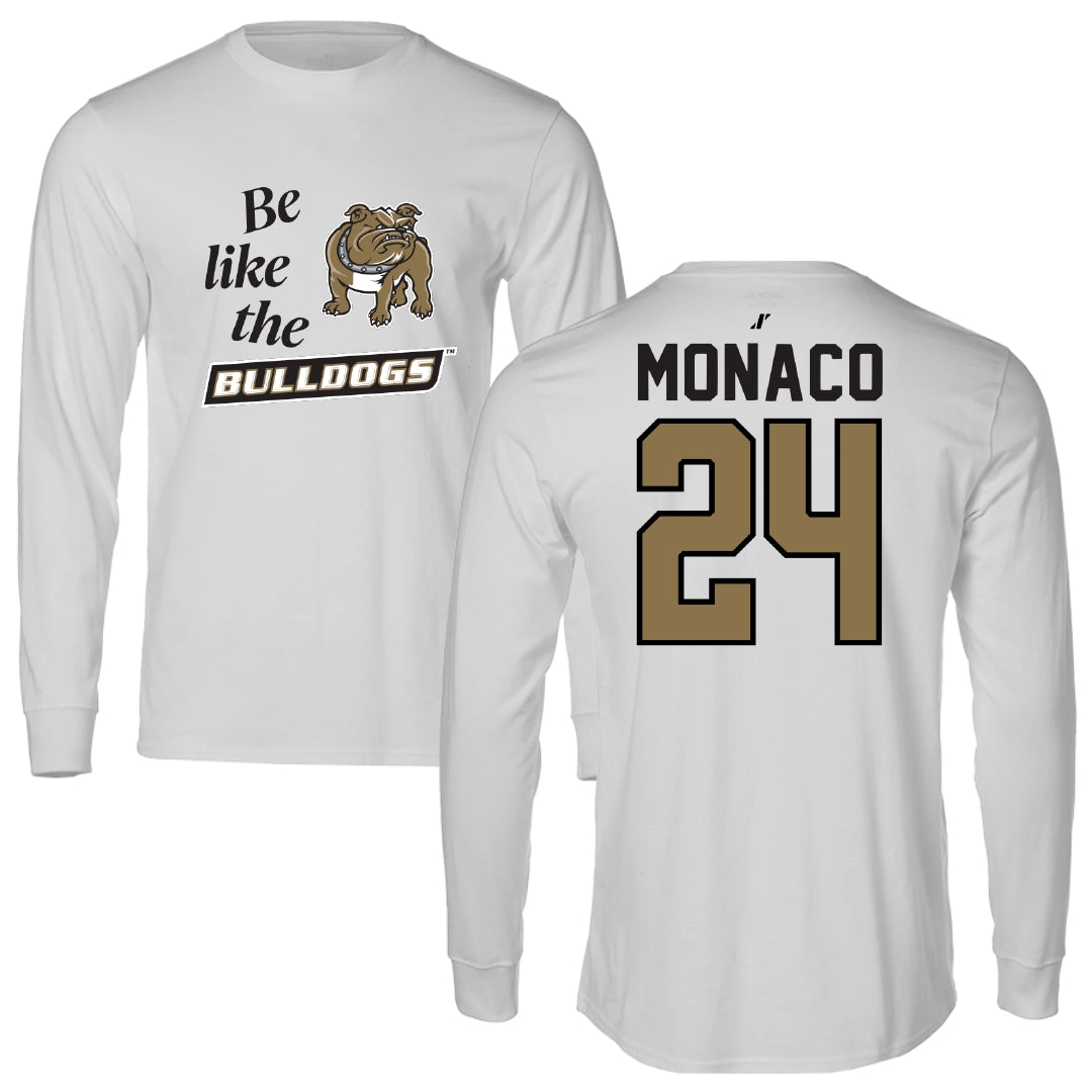 Bryant University Lacrosse Light Gray Be Like Us Performance Long Sleeve - #24 AJ Monaco