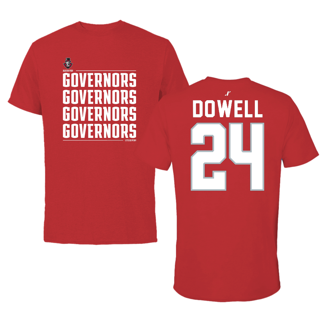 Austin Peay State University Football Red General Tee - #24 Malaki Dowell