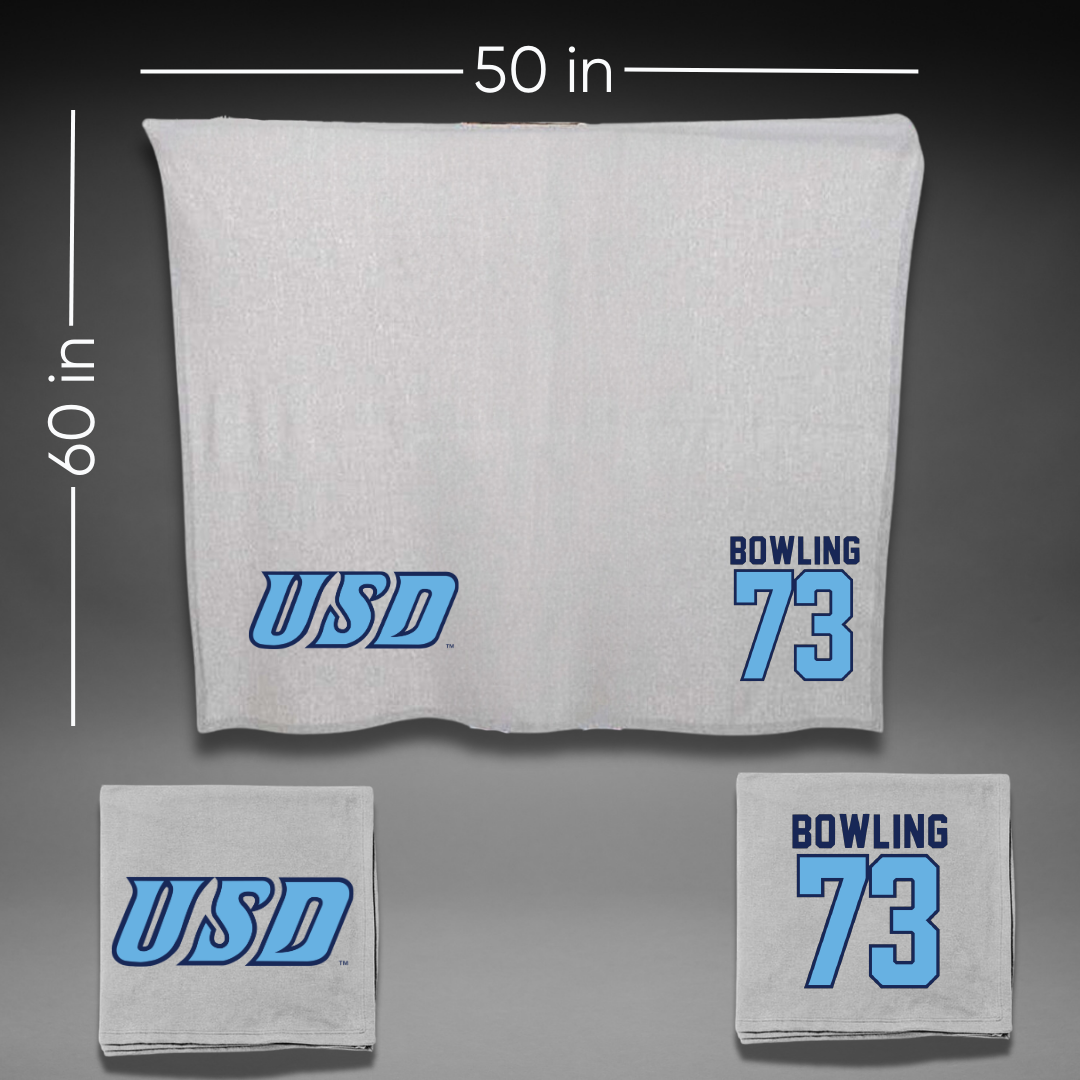 University of San Diego Football Gray Blanket - #73 Evans Bowling